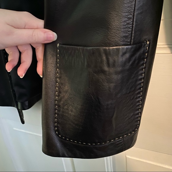 Black Leather Jacket with stitching detail - Picture 10 of 11